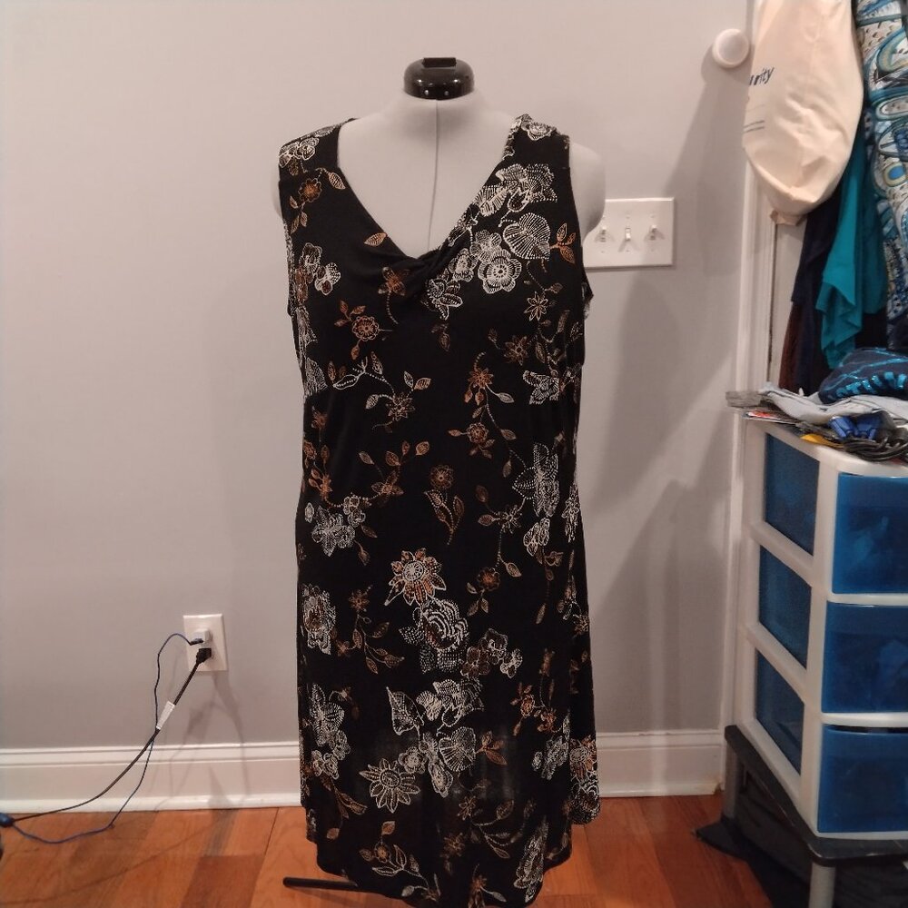 Jaclyn Smith Black/Brown/White Butterfly Dress